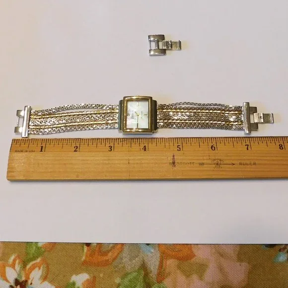 Geneva Watch Wide Silver/Gold Multi Chain Band -  7.25"  -  NWOT- New Ba… - Picture 4 of 4